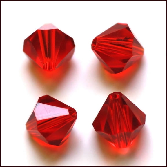 50pc Imitation Austrian Crystal Beads Grade AAA K9 Glass Faceted Bicone Red 8x8mm Hole: 0.9~1mm