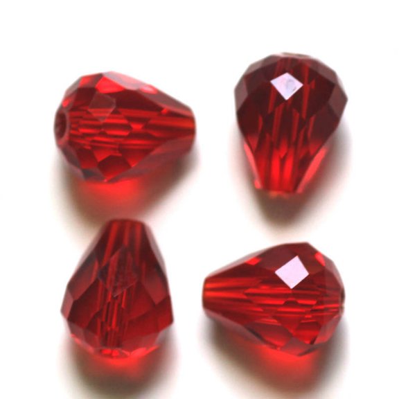 50pc Imitation Austrian Crystal Beads Grade AAA K9 Glass Faceted Drop Dark Red 6x8mm Hole: 0.7~0.9mm