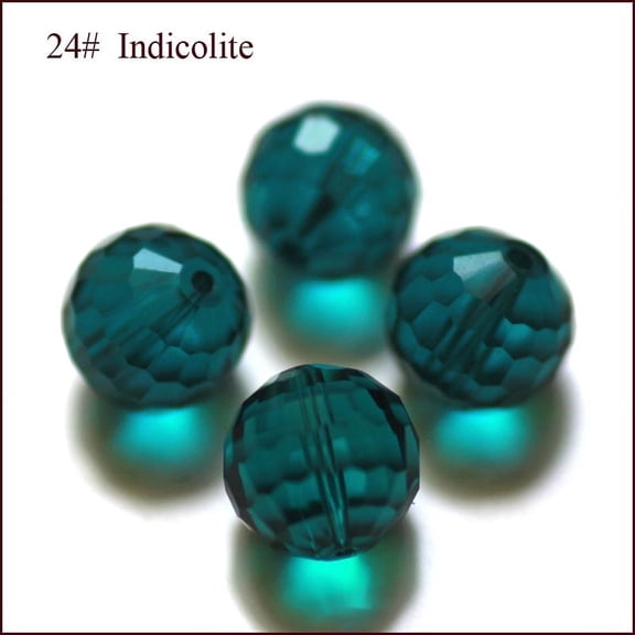 50pc K9 Glass Imitation Austrian Crystal Beads Grade AAA Faceted(128 Facets) Round Teal 10mm Hole: 0.9~1mm
