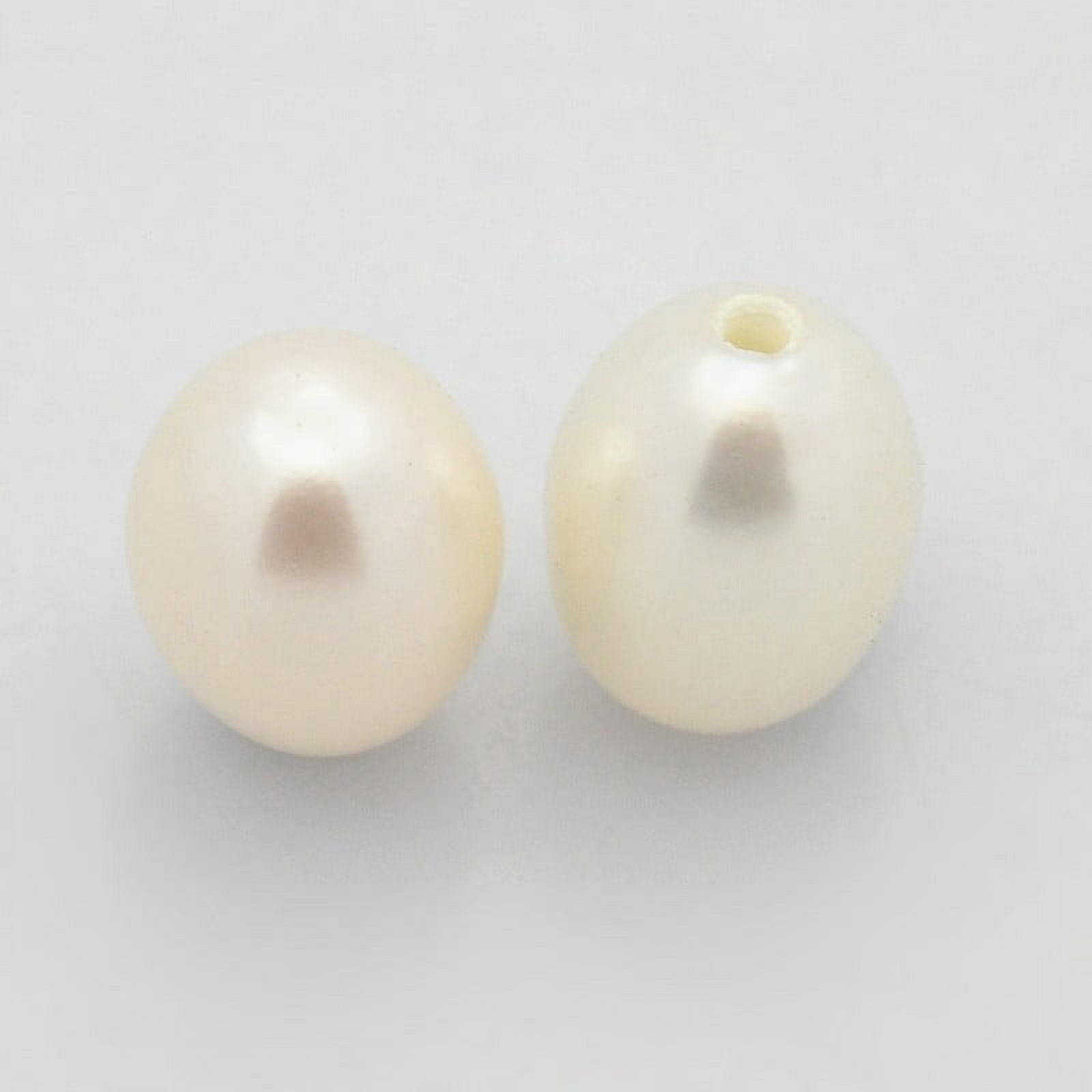 50pc Natural Cultured Freshwater Pearl Beads Half Drilled Rice Grade AAA Beige 8x6~6.5mm Hole: 1mm