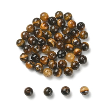 SUNNYCLUE 300-Piece Tiger Eye Bead Kit - 200 Natural Beads (8-8.5mm) + 100 Spacer Beads + Thread & Tools