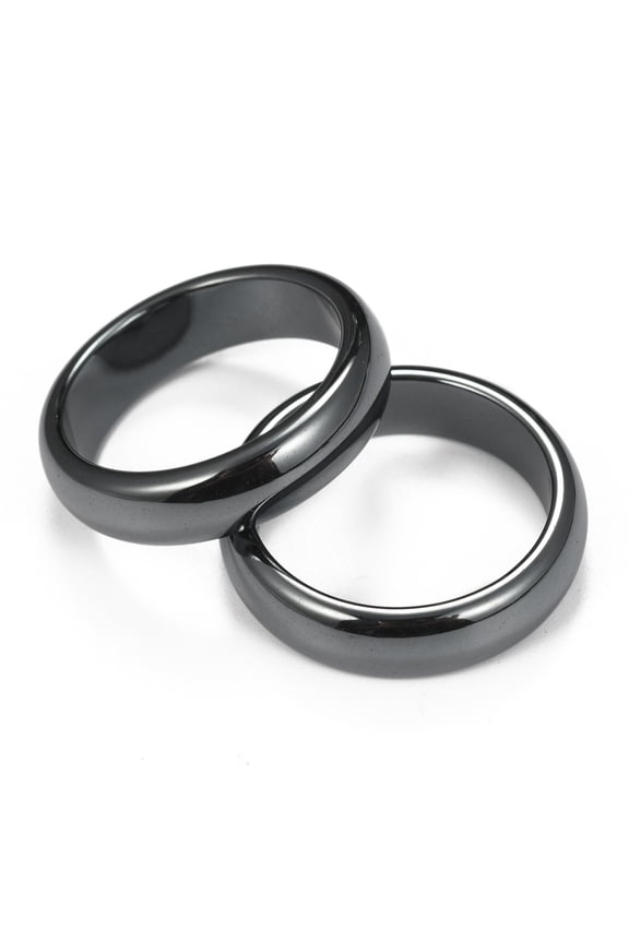 50pc Non-Magnetic Synthetic Hematite Finger Rings Black 20mm