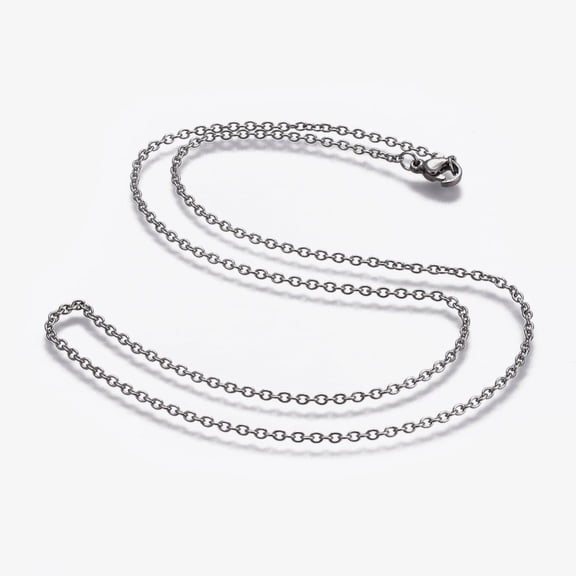 50pc Non-304 Stainless Steel Cable Chain Necklaces with 304 Stainless Steel Beads and Clasps Stainless Steel Color 19.7 inch(50cm) 2mm