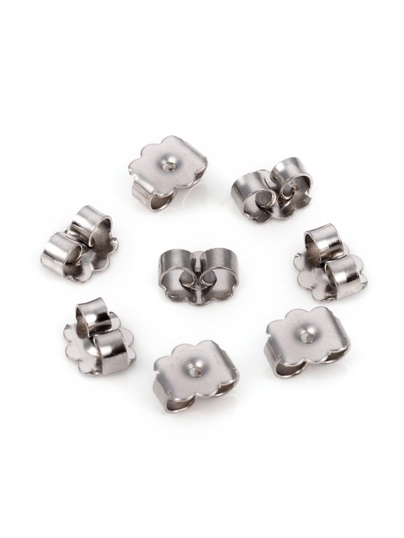 50pc Non-Tarnish 304 Stainless Steel Ear Nuts Butterfly Earring Backs for Post Earrings Stainless Steel Color 6.2x5.3x3mm Hole: 0.9mm