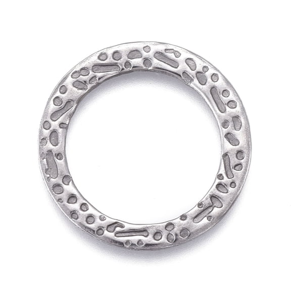 50pc Non-304 Stainless Steel Linking Rings Laser Cut Textured Round Ring Stainless Steel Color 15x0.8mm Inner Diameter: 11mm