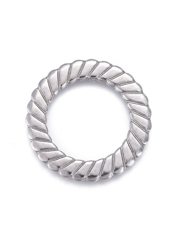 50pc Non-304 Stainless Steel Linking Rings Laser Cut Textured Round Ring Stainless Steel Color 18x1mm Inner Diameter: 12mm