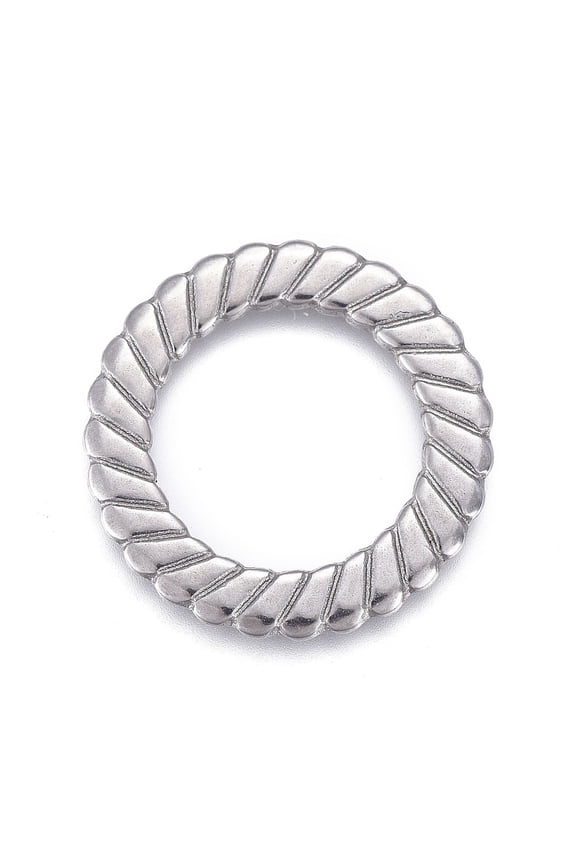 50pc Non-304 Stainless Steel Linking Rings Laser Cut Textured Round Ring Stainless Steel Color 18x1mm Inner Diameter: 12mm