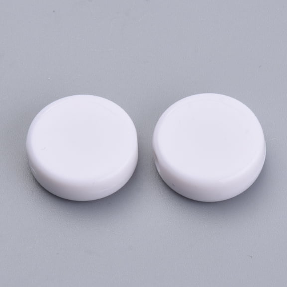 50pc Opaque Acrylic Beads Flat Round White 15x4mm Hole: 1.5mmDIY