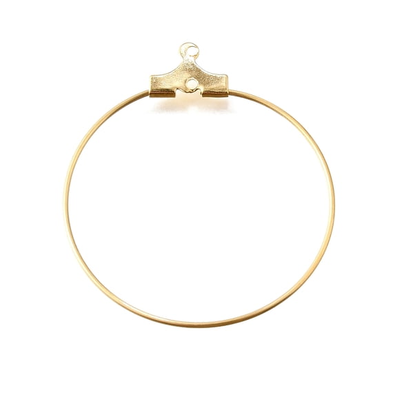 50pc PVD Vacuum Plating 304 Stainless Steel Pendants Hoop Earring Findings Real 18K Gold Plated 34x31x1.5mm 20 Gauge Hole: 1mm Pin: 0.8mm