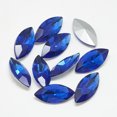 thumbnail image 1 of 50pc Pointed Back Glass Rhinestone Cabochons Back Plated Faceted Horse Eye Sapphire 10x5x3mm, 1 of 2