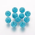 thumbnail image 1 of 50pc Polymer Clay Rhinestone Beads Grade A Round Pave Disco Ball Beads Blue Zircon 8x7.5mm Hole: 1mm, 1 of 2