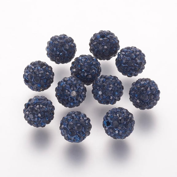 50pc Polymer Clay Rhinestone Beads Grade A Round Pave Disco Ball Beads Montana 8x7.5mm Hole: 1.5~1.8mm