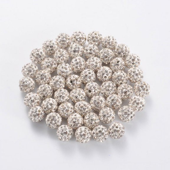 50pc Polymer Clay Rhinestone Beads Pave Disco Ball Beads Grade A Crystal PP11(1.7~1.8mm) 8mm Hole: 1.5mm Crystal