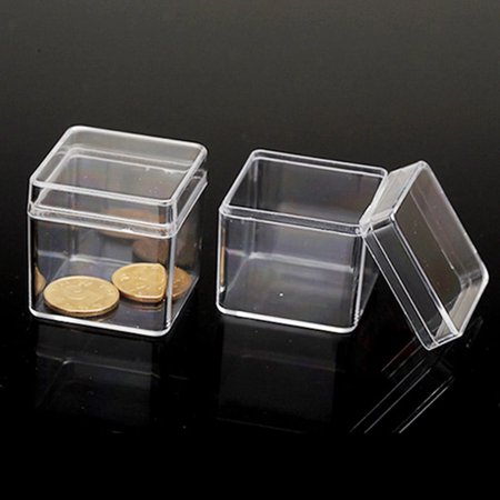 50pc Polystyrene(PS) Plastic Bead Containers Cube Clear 4x4x4cm