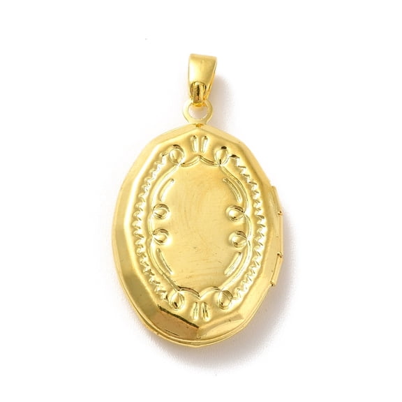 50pc Rack Plating Brass Locket Pendants Oval Golden 24x16x4mm Hole: 4.5x3mm Inner Diameter: 14.5x10mm