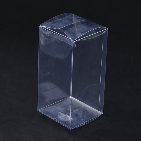 50pc Rectangle Transparent Plastic PVC Box Gift Packaging Waterproof Folding Box for Toys & Molds Clear Box: 7x7x14.1cm