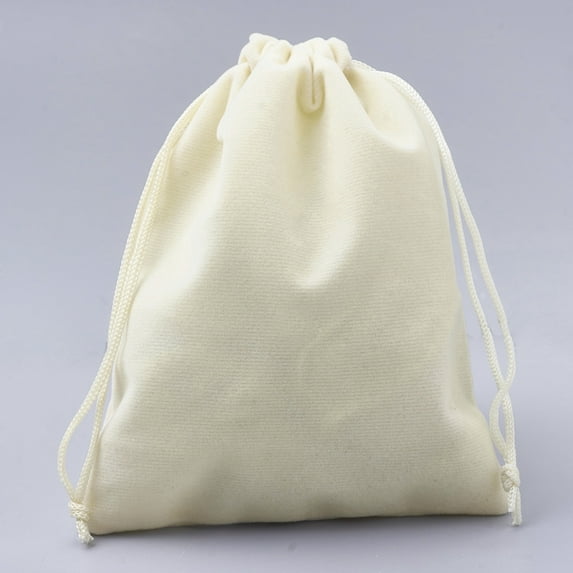 50pc Rectangle Velvet Pouches Gift Bags Beige 12x10cm