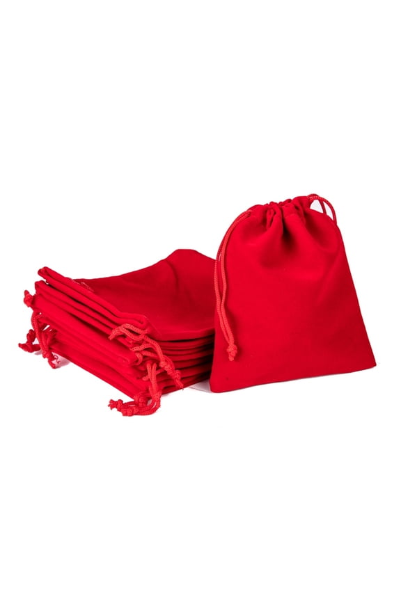 50pc Rectangle Velvet Pouches Gift Bags Red 12x10cm DIY