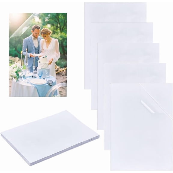 50pc Self-Adhesive PVC Plastic Holographic Cold Laminating Film Rectangle Clear 305x215x0.1mm