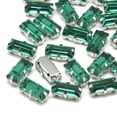 thumbnail image 1 of 50pc Sew on Rhinestone Multi-strand Links Glass Rhinestone Garments Accessories Rectangle Platinum Med.Emerald 10.5x5.5x4mm Hole: 1mm, 1 of 2