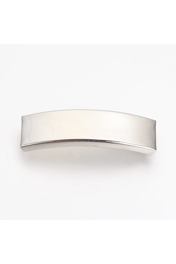 50pc Resistant 201 Stainless Steel Slide Charms Polished Rectangle Stainless Steel Color 41x12x4.5mm Hole: 10x3mm