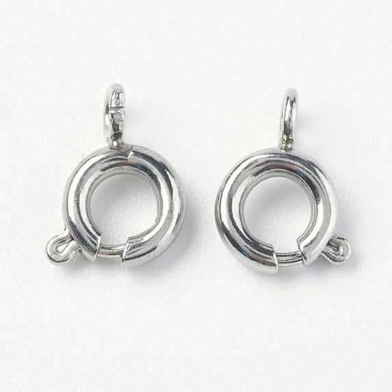 50pc Tarnish Resistant 304 Stainless Steel Smooth Surface Spring Ring Clasps Stainless Steel Color 7x1.6mm Hole: 1.5mm DIY