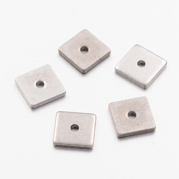 50pc Tarnish Resistant 304 Stainless Steel Spacer Beads Square Stainless Steel Color 8x8x0.8~1mm Hole: 1.2mm Material 304 Stainless Steel