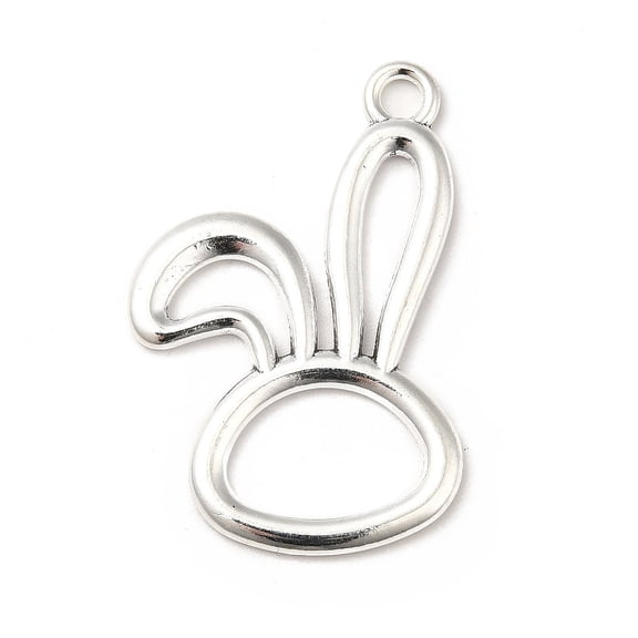 50pc Tibetan Style Alloy Big Pendants Rabbit Head Charms Hollow Silver 32x21x1.5mm Hole: 2.5mm