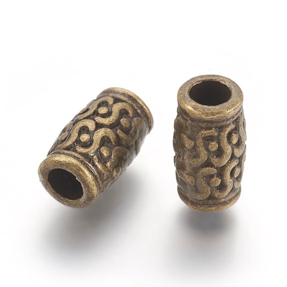 50pc Tibetan Style Zinc Alloy Beads Lead Free & Cadmium Free Tube Bronze 12x7mm Hole: 3.5mm
