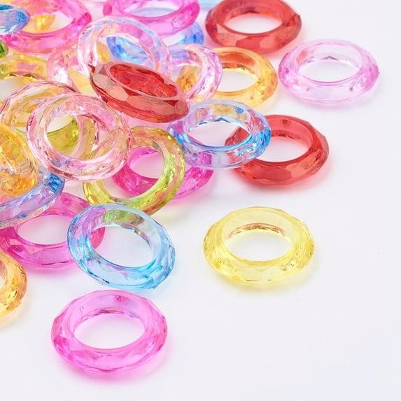 50pc Transparent Acrylic Beads Faceted Donut Mixed Color 19.5mm in diameter 4.5mm thick hole: 12mm
