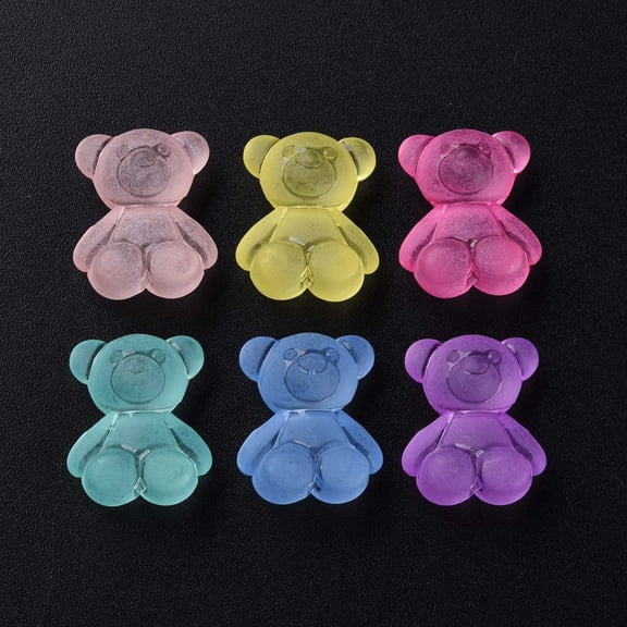 50pc Transparent Acrylic Beads Frosted Bear Mixed Color 18.5x15.5x11mm Hole: 2.5mm DIY