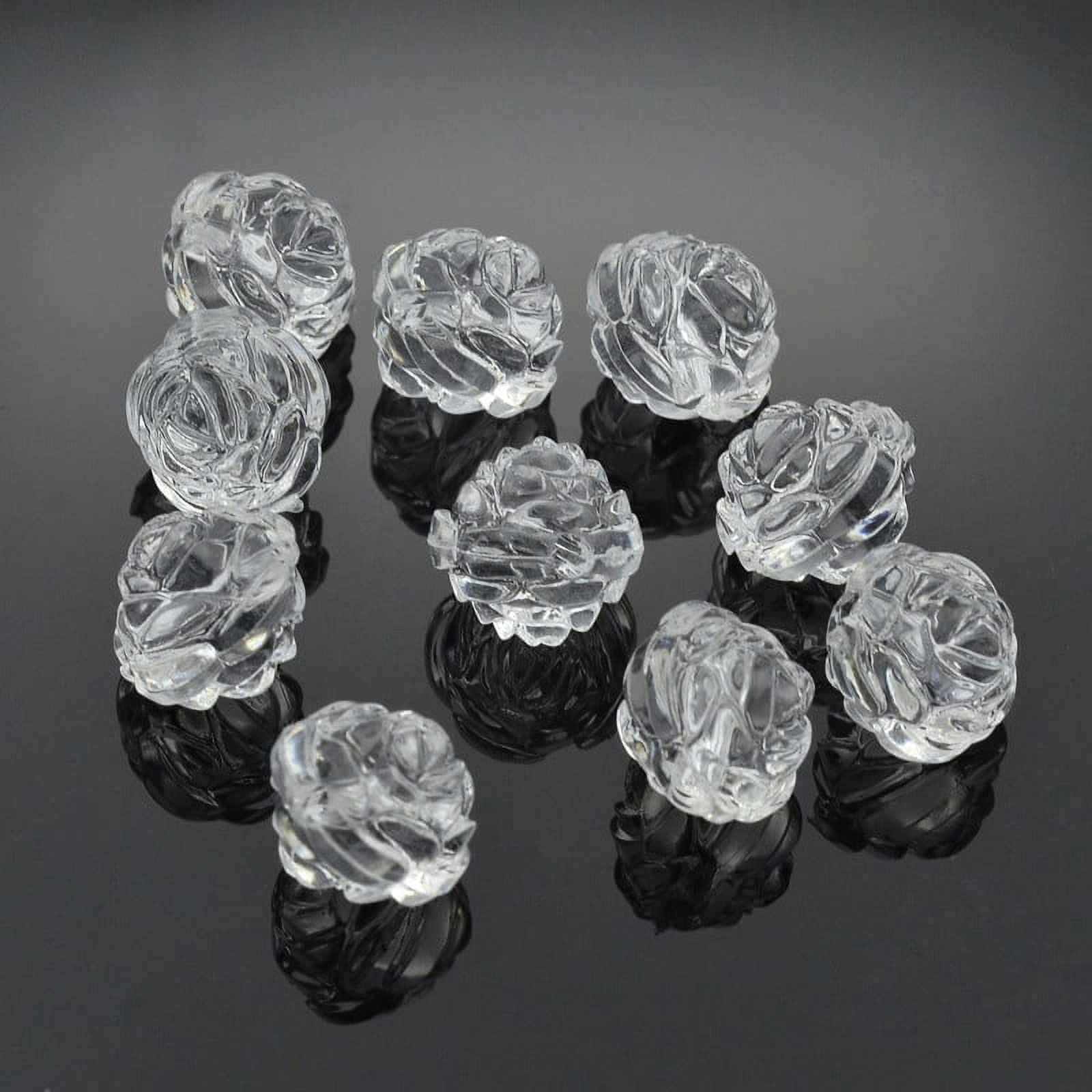 50pc Transparent Clear Frosted Acrylic Beads Rose Flower Mother's Day ...