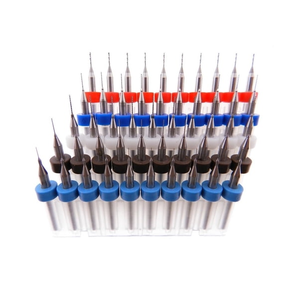 50pc Tungsten Carbide Micro Drill Bits Set Drill Press Pin-Vise 10 each .2mm .3mm .4mm .5mm .6mm 1/8" Shank 3.175mm TOY JEWELRY MAKING, , CNC, , Woodworking, MODEL TRAINS CARS BOATS!!