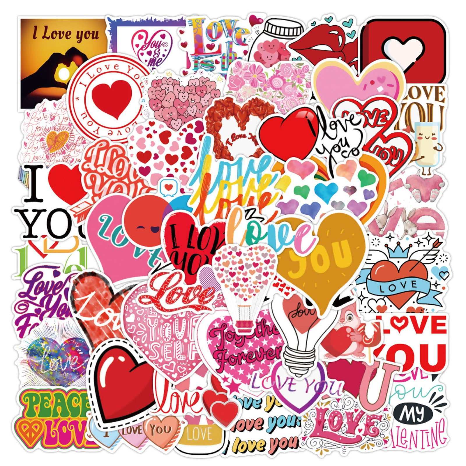 50pc Valentine's Day Stickers Suitcase Refrigerator Stickers Junk
