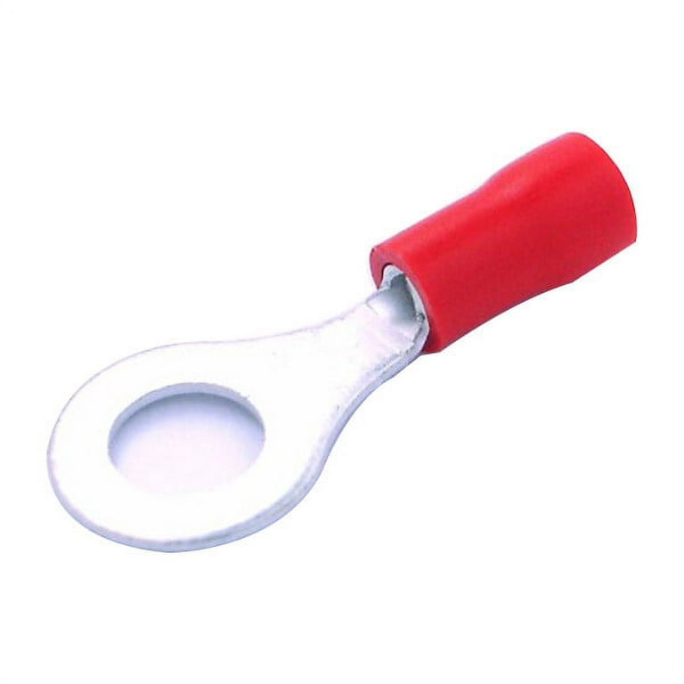 50pcs 0.4mm ~ 1.5 mm² Insulated Ring Connector Terminal Ring Terminal  Connector Funnel Entry (Red)