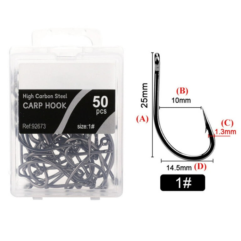 50pcs 1#2#4#6#8#10# High Carbon Stainless Steel Barbed Carp