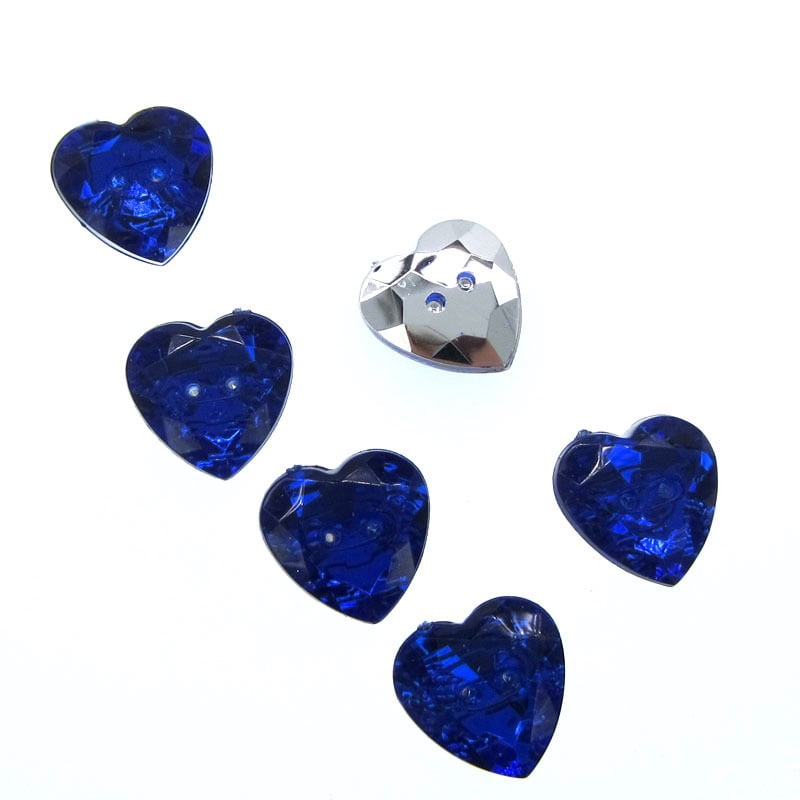 50pcs 1/2" Navy Heart Shape Button Acrylic Two Holes Sewing Button for Clothing Craft Scrapbooking 13mm