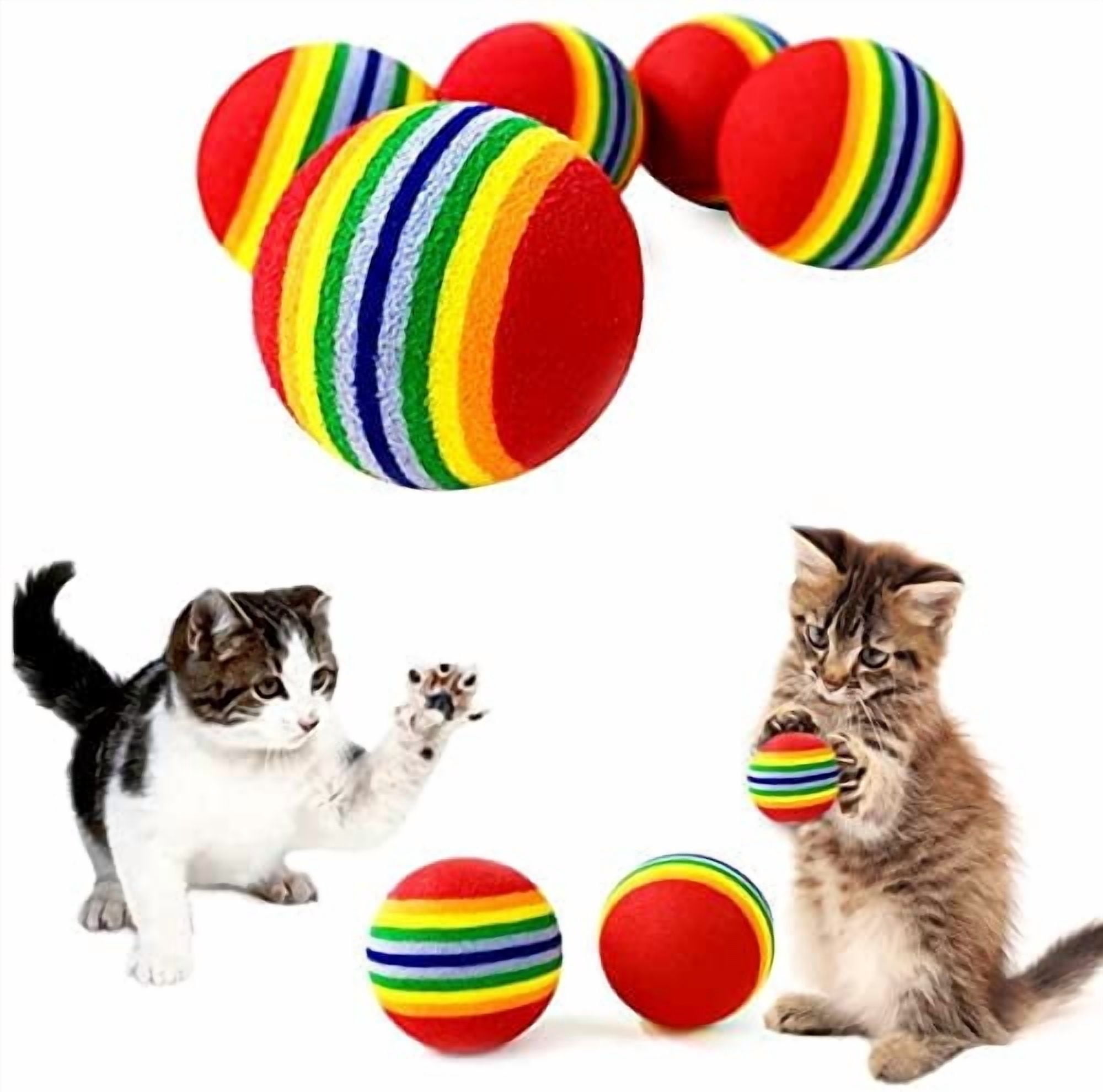 50pcs 1.38" Cat Toy Balls Interactive for Indoor Cats Red Rainbow Soft EVA Foam Kittens Favorite Toys 35mm Dia. Small Dogs Puppies Toy Balls Bulk Activity Chase Quiet Play Sponge Ball