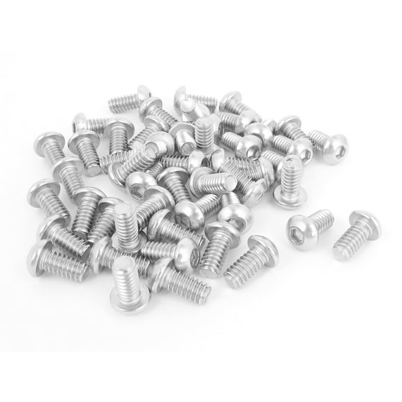 50pcs 1/4"-20x1/2" Stainless Steel Hex Socket Button Head Bolts Screws