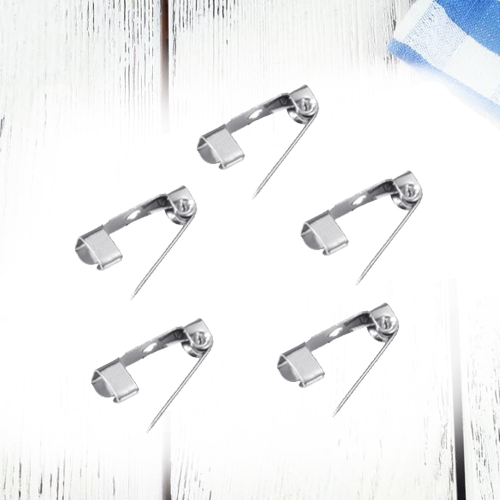 50pcs 1.5cm Silver Brooch Pin Back Clasp Brooch Bar Safety for Craft Jewelry DIY Making