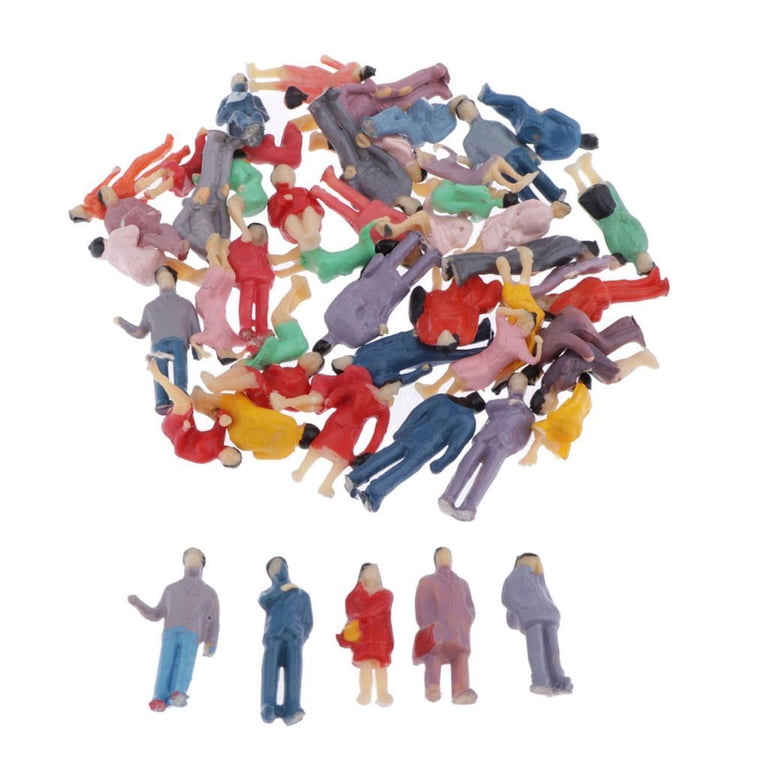 50 Hand Painted HO Scale Train Passenger Figures - 1/87 Scale, Assorted Poses, For Model Railways
