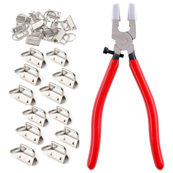 50pcs 1 Inch for Key Hardware Set with Split Rings Pliers for DIY Wristlet C