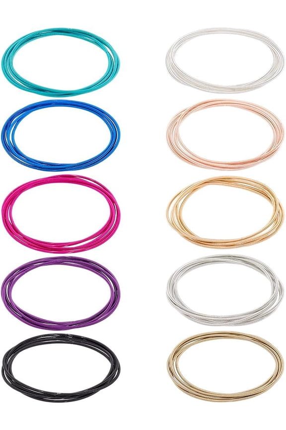 50pcs 10 Colors Guitar String Bracelets 2.3 inch Flexible Steel Wire Layered Bracelet Minimalist Stretch Bracelets Stackable Wearing Bracelets Wrap Bracelets Jewelry Gift