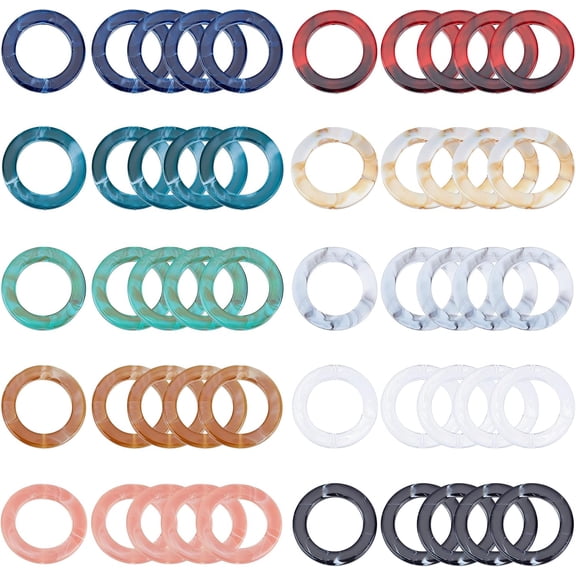 50pcs 10 Style Acrylic Bead Frame Imitation Gemstone Style Ring Mixed Color 41x4.5mm Hole: 2mm about 5pcs/color craft
