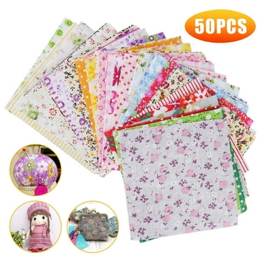 50pcs 100% Cotton Craft Fabric Bundle, EEEkit 4'' Patterns Cloths for DIY Sewing, Scrapbooking, Quilting, Patchwork