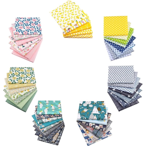 50pcs 100% Cotton Fabric Bundle 10" x 10" PreCut Fat Squares Sheets | Printed Floral Sewing Supplies for Patchwork Sewing DIY Crafting Quilting Fabric (50PCS 10"x10", Floral)