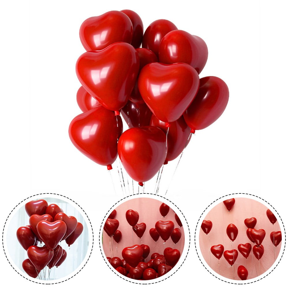 50pcs 10inch Red 2Layer Heart Latex Balloon Valentines Day Anniversary Love