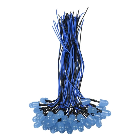 50pcs 10mm LED Diode Lights, Blue Round Transparent DC 12V