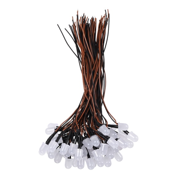 50pcs 10mm LED Diode Lights, Warm White Round Transparent DC 12V