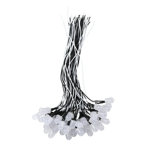 50pcs 10mm LED Diode Lights, White Round Transparent DC 12V